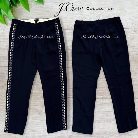 J.Crew Collection NWT navy embellished tuxedo striped pants *shop@iamwarrior - Picture 3 of 11